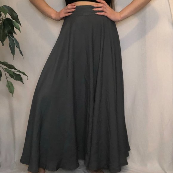 Floor Length A-line Full Grey Skirt - Picture 4 of 6